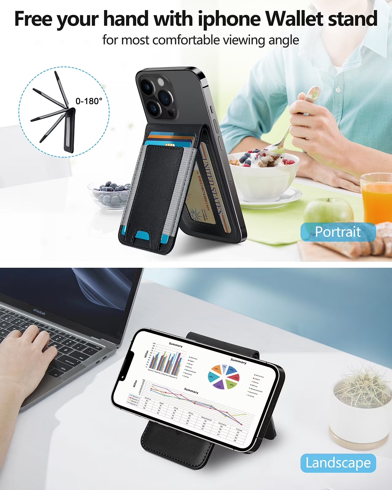 Magnetic Card Holder, 9 Card-Holder, Magnetic Wallet with Adjustable Phone Stand Compatible for Iphone 17/16/15/14/13/12 Series, Leather