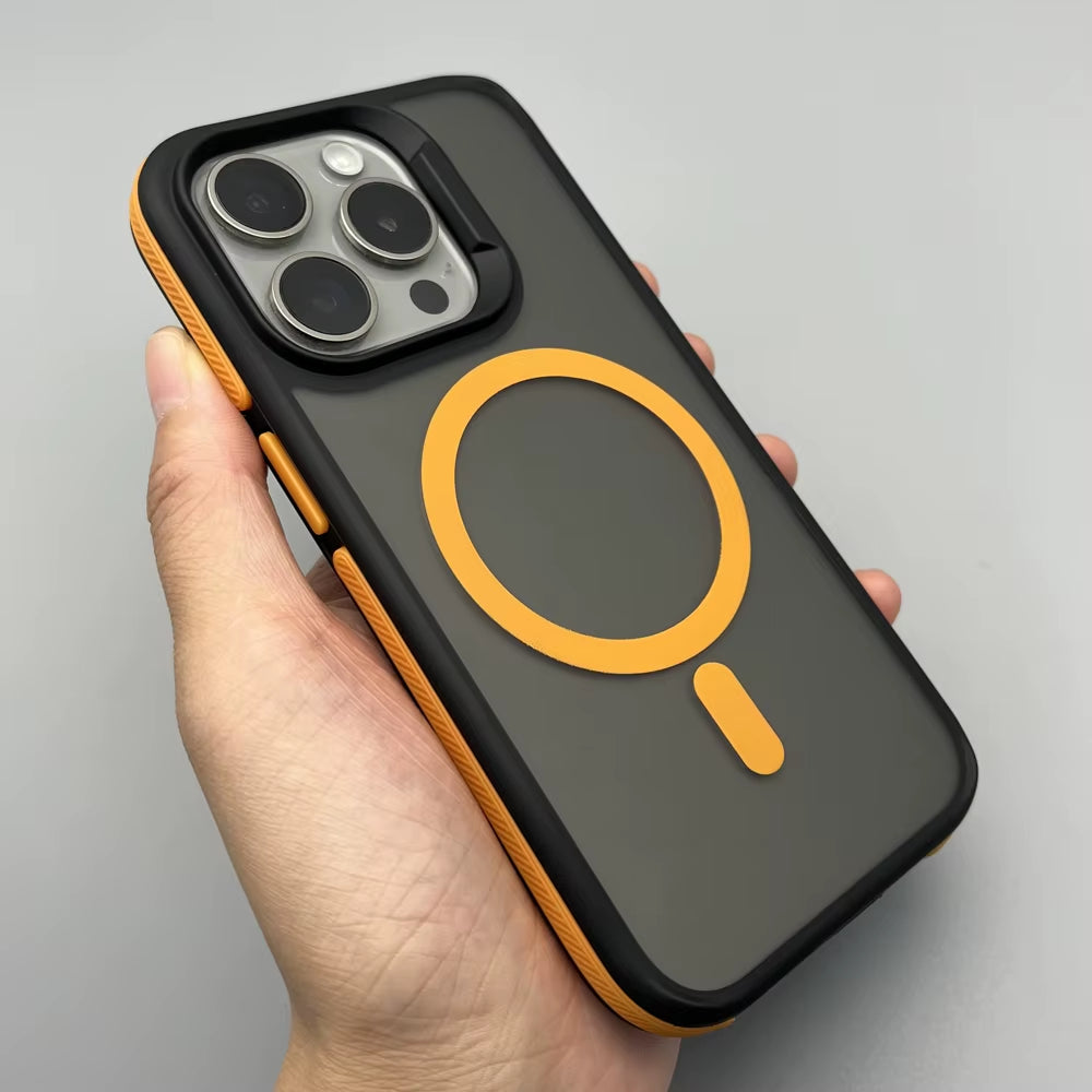 Dual-Color Shockproof Hybrid Matte Magnetic Phone Case for Iphone 16 15 14 13 12 Frosted Magnet Cover