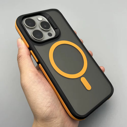 Dual-Color Shockproof Hybrid Matte Magnetic Phone Case for Iphone 16 15 14 13 12 Frosted Magnet Cover