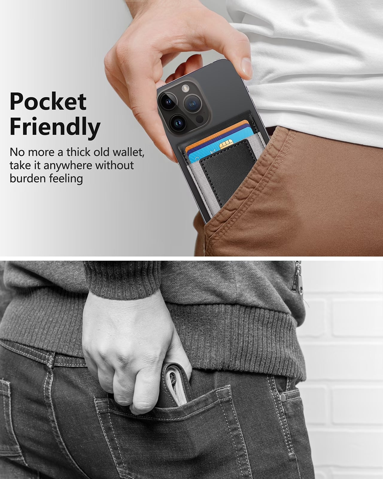 Magnetic Card Holder, 9 Card-Holder, Magnetic Wallet with Adjustable Phone Stand Compatible for Iphone 17/16/15/14/13/12 Series, Leather