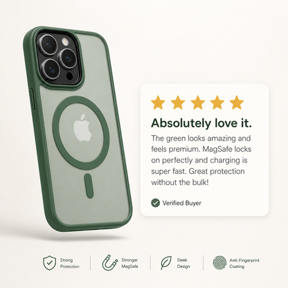 Green phone case with Apple logo on a white background