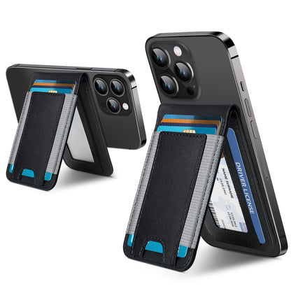 Magnetic Card Holder, 9 Card-Holder, Magnetic Wallet with Adjustable Phone Stand Compatible for Iphone 17/16/15/14/13/12 Series, Leather