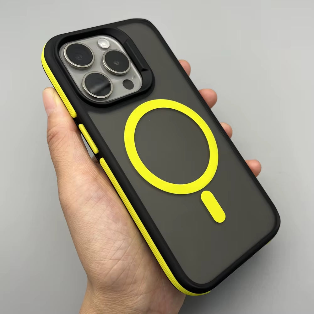 Dual-Color Shockproof Hybrid Matte Magnetic Phone Case for Iphone 16 15 14 13 12 Frosted Magnet Cover
