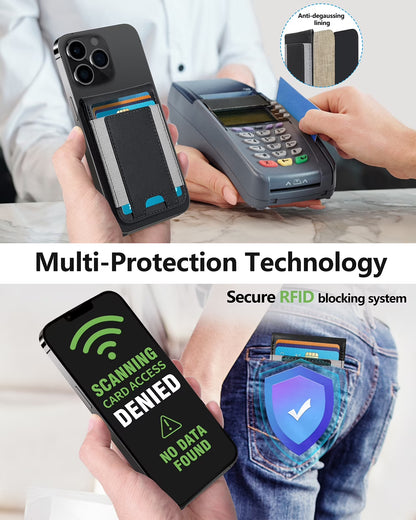 Magnetic Card Holder, 9 Card-Holder, Magnetic Wallet with Adjustable Phone Stand Compatible for Iphone 17/16/15/14/13/12 Series, Leather