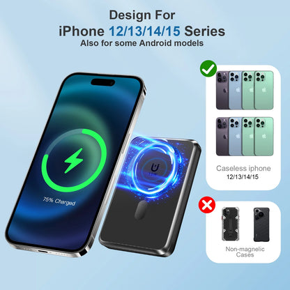 Magnetic Wireless Portable Charger - 10000mAh Power Bank with Built-in Cables & Foldable Stand, 22.5W Fast Charging for iPhone 17/16, Samsung & Android - Sleek Black Design